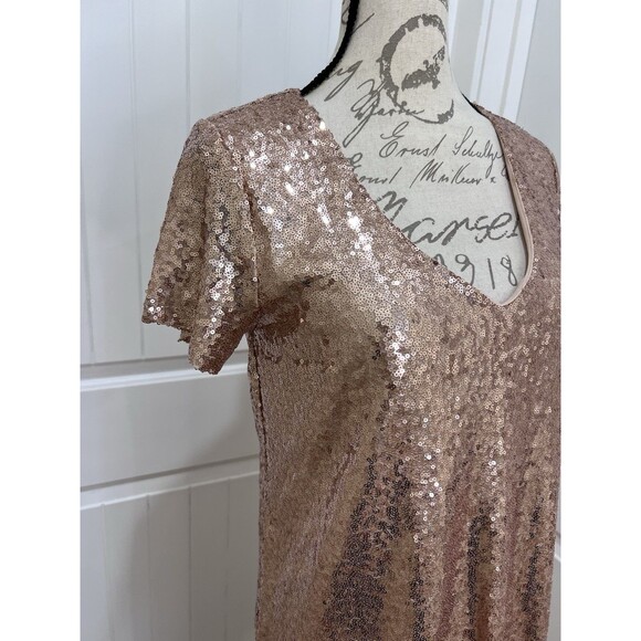 Lulus Light Up The Night Pink Champagne Sequin Shift Dress Sz Small Cocktail - Picture 2 of 7